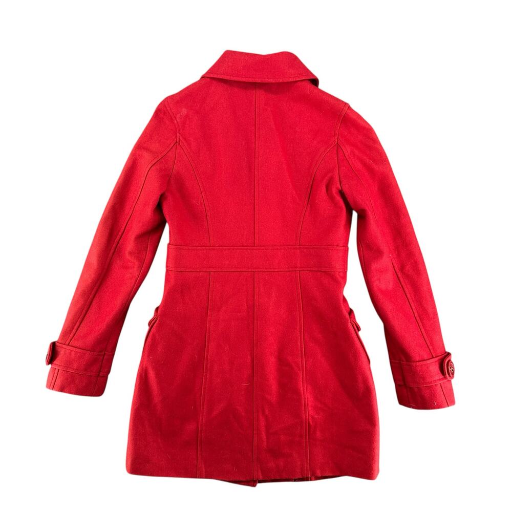 Tulle Anthropologie Red Wool Jacket Size Small Pea Coat Retro Vibes Paisley - Picture 6 of 9